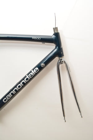 Cannondale R500 yol bisikleti iskeleti 52cm alüminyum Columbus "İzlanda Yeşili" çatalsız