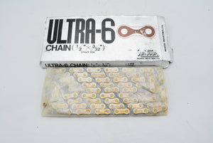 ヴィンテージ SunTour Ultra 6 チェーン 1/2"x3/32" 116L NOS チェーン、オリジナルパッケージ付き