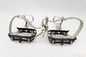 Campagnolo Super Record Pedale mit Christophe Riemen und Körbchen