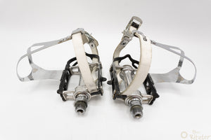 Campagnolo Super Record Pedale mit Christophe Riemen und Körbchen