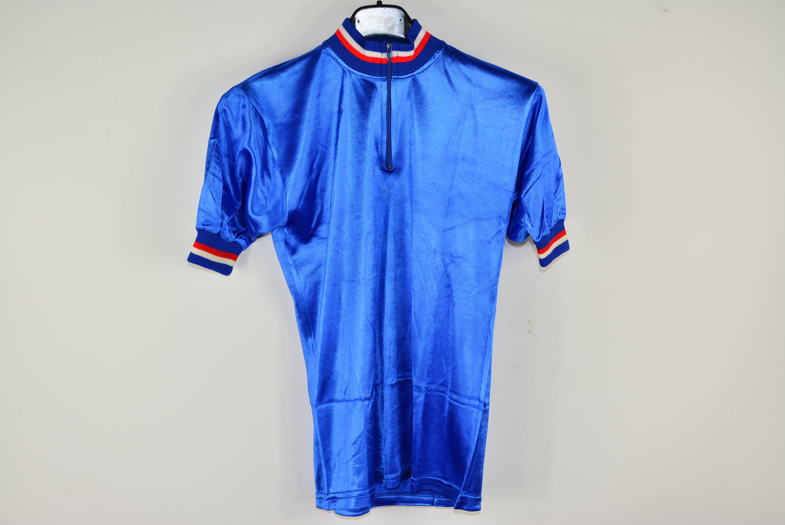 Fahrradtrikot Blau Glänzend Rennrad Oberteil / Jersey / Trikot Retro