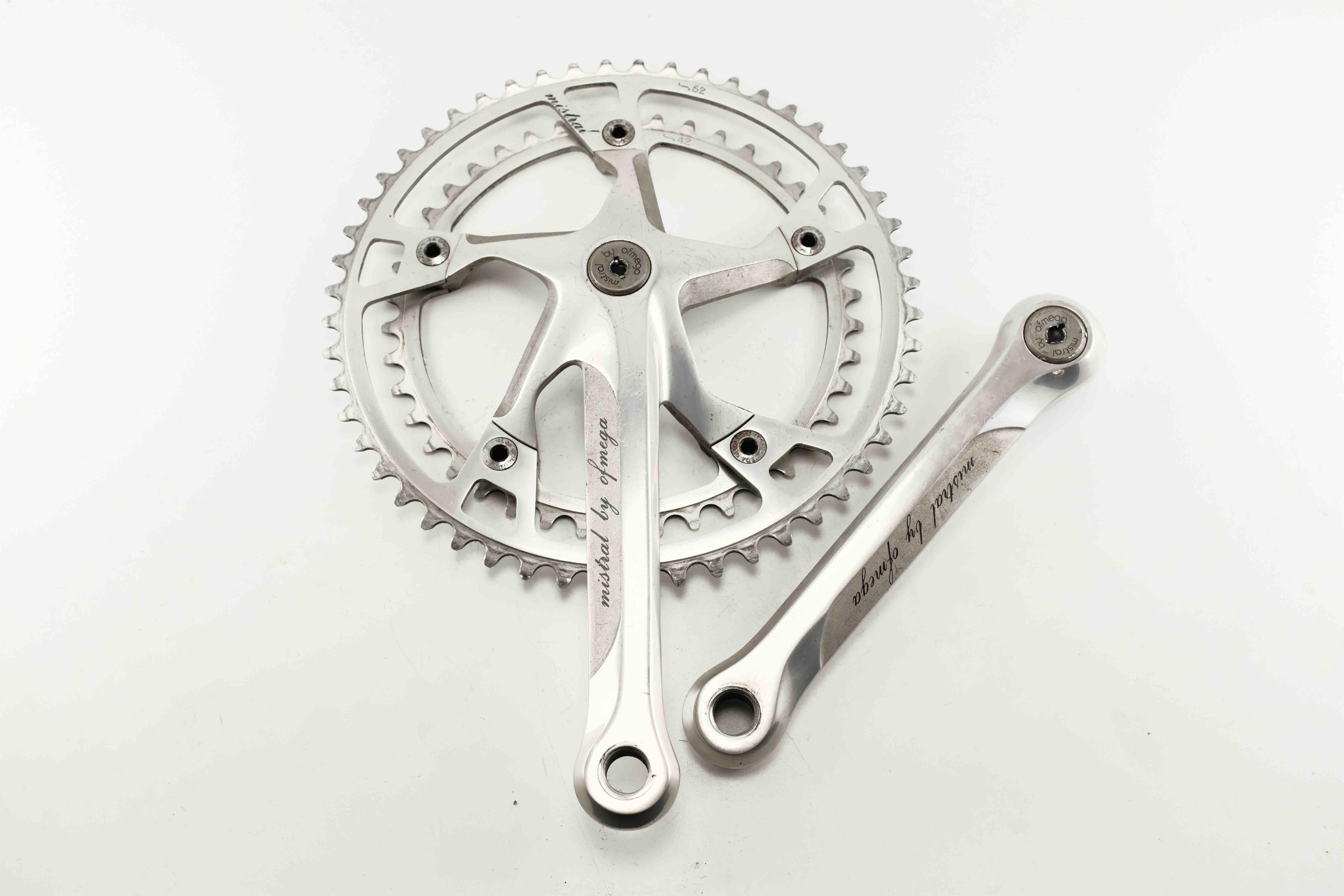Pédalier Double Ofmega 1100 Competizione – 52-42 Dents – 170 Mm – Aluminium Argenté
