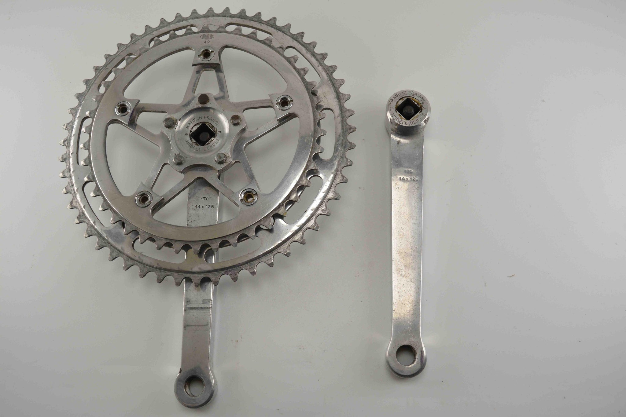 Pédalier-Crankset STRONGLIGHT MARQUE DEPOSE 49D (lg170/52-42d Pédalier-Crankset STRONGLIGHT MARQUE DEPOSE 49D (lg170/52-42d